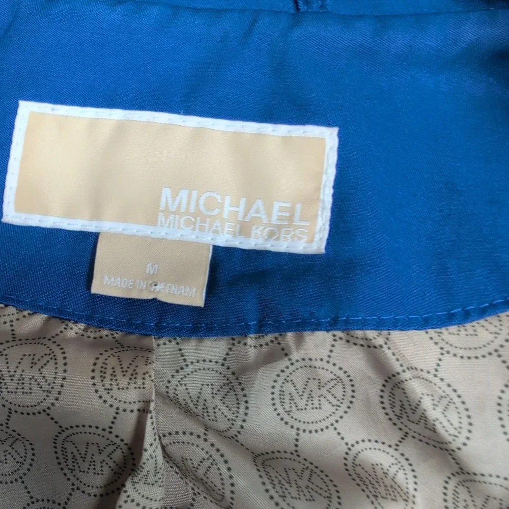 Michael Kors Jacket Womens M Blue Trench Coat‎ Button Up Pockets Career Preppy